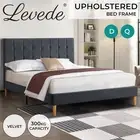 Levede Fabric Bed Frame Double Mattress Base Platform Wooden Velvet Headboard