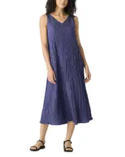 Eileen Fisher Crushed Silk Midi Dress