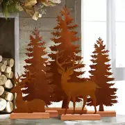 Christmas Tabletop Decorations Indoor , 5Pcs Tree and Reindeer Rustic C