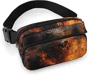 [YTLKGFP] Waist Pack Wild Wolf in The Fire Printed Butt Pack Fanny Pack Hip Bum Bag for Workout Traveling Casual Running Hiking Cycling, Wild Wolf in The Fire, 7.9 X 5.1 in