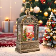 Christmas Snow Globe Lantern, 12'' Lighted Snow Globe Lantern with Usb/Battery O