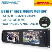 Feelworld D71 Dual 7" 3RU Rack Monitor IPS 1280x800 3G-SDI Broadcast LCD Display