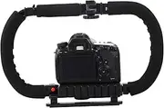 LALAFINA Foldable Smartphone Video Stabilizer Rig with Hot Shoe Mounts Handheld Camera Support for and Photographers Compatible with SLR and Dv Cameras