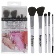 Professional Brush Set - Studio Ready by Sorme Cosmetics for Women - 5 Pc Powder and Blush Brush, Angled Contour and Blush Brush, Smudge Brush, Blending Brush, Dual Ended Angled Brush