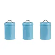 Set Of 3 Iron Storage Containers for Kitchen Use 1200ml Capacity Canister for Coffee Organization Rustproof Storage Jars Pink