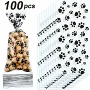 Heat Sealable Paw Print Clear Dog Treat Cellophane Bag (100 CT)