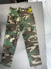Woodland Camo Tactical BDU Pants Cargo Army Fatigues Camouflage Trouser Unisex M