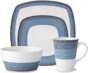 [Noritake] Colorscapes Layers Navy 4-Piece Square Place Dinnerware Setting in Blue/White