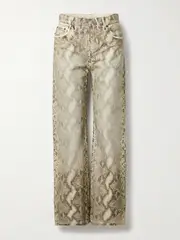 [Acne Studios] Acne Studios - Snake-print Coated Mid-rise Jeans - Snake print - EU 34 EU 34 Animal print