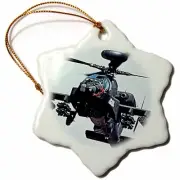 3dRose Apache Longbow 3 inch Snowflake Porcelain Ornament