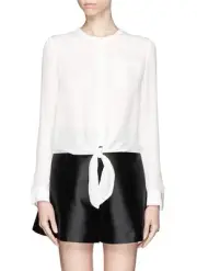 $235 Theory KEVINE TIE-FRONT IVORY SILK BLOUSE Large NWT