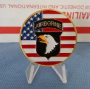 UNITED STATES ARMY AIRBORNE-EAGLE W/RED WHITE & BLUE-SINGLE CHALLENGE COIN 1.50"