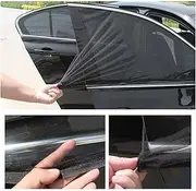 HENWUBEI Car Window Sun Shade 4 Packs,Car Window Screen, Anti-Mosquito, Anti-UV, Sunscreen net, Cool and Breathable。Universal Fit for Most of Cars－Protect Kids Pet from The Sun－Cover Full Windows