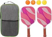 Set 2 Paddles 4 Balls with Honeycomb Core Fiberglass Rackets Outdoor Sports Equipment Professional Tournament Grade Lightweight Comfortable Grip for Adults Beginners