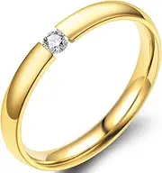 [Jude Jewelers] 2mm Classical Simple Plain Stainless Steel Stackable Cubic Zircon Wedding Band Ring