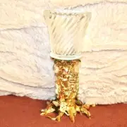 Kirk's Kirks Folly Fairy Tree Gold W Glass Candle Holder Aurora Borealis Charms