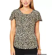 NEW Nina Leonard Miracle Matte Flutter-Sleeve Top SHIRT PLUS SZ 2X leopard