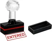 uxcell Entered Stamp Self Inking, Red Ink Office Stamps Pre Inked Message Stamp Refillable Business Stamp, Black