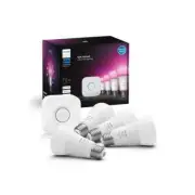 PHILIPS Hue 75W Equiv A19 Smart LED Color Changing Light 4-Bulb & Bridge Kit