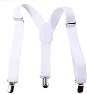 [YSSZAM] White Child Kids Girls Boys Suspenders Braces,Adjustable Clip on Y-Back Elastic Suspenders with Metal Clips for Boys Girls Boys' Suspenders, White, Small
