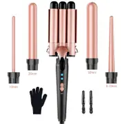 Phwj 5 in 1 Curling Iron 9-32mm Hair Curler 80-230 Adjustable Interchangeable Ceramic Curling Iron Anti-scald Glove 2 Hair Clips