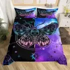 Boho Moth Comforter Cover Full Size, Gothic Skull Bedding Set Bohemian Sun Moon