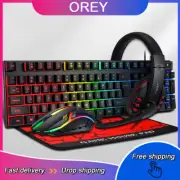 RGB 4 In 1 Gaming Keyboard and Mouse Headset Mouse Pad Keyboard Ergonomic Light