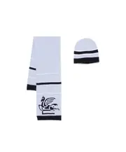 Stripe pattern scarf and hat 1 light blue