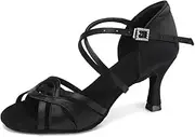 [VCIXXVCE] Women's Professional Latin Dance Shoes Silk Satin Open Toe Salsa Bachata Dance Performance Sandals