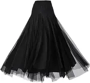 [simhoa] Women Ballroom Dance Skirt Big Swing Skirt Elegant Flamenco Skirt Modern Spanish Skirt Long Swing Tiered Skirt for Party