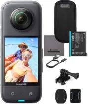 Insta360 X3 72MP Waterproof 5.7K 360° VR AI Action Helmet Camera + Helmet Mount