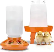 Chicken Feeder and Waterer Kit - 1L Chicken Feeder and 1.5L Chicken Waterer Chicken Feeder and Hanging Chicken Waterer Duck Feeder, Quail Feeder, Chicken Starter Kit