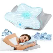 Neck Pillow Cervical Memory Foam Pillows for Pain Relief Sleeping, Contour Blue