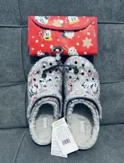 Disney Crocs Mickey & Friends Christmas Cocoa Lined Men 7 / Women 9 & Tote NEW