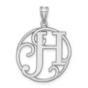 Sterling Silver Rhodium-Plated Fancy Script Letter H Initial Pendant