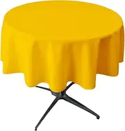 LA Linen Polyester Poplin Round Tablecloth, 58", Yellow Dark