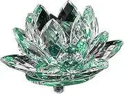 LATRAT Home Accessories Lotus Crystal Glass, Crystal Glass Lotus Flower Buddhist Candle Holder, Decorations Tea Light Energy Saving Waterproof Unique Shape (Green)
