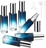 Pack of 6 Perfume Atomisers, Refillable, 10 ml, Perfume Atomiser for Travel, Empty Travel Perfume Atomiser, Glass Perfume Bottle with Funnel Dropper for Parties Men and Women
