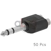50x 6.35mm Stereo Male Plug to 2 RCA Female Jack Adapter Speaker 2-Way Splitter