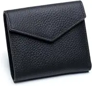 [aolaso] Small Wallet for Women, Cowhide Leather RFID Blocking Ladies Wallet Purse with Card Slots and Coin Zipper Purse, ID Window-Black, Black, Fashion