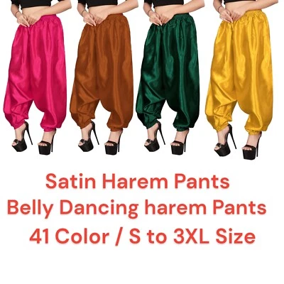 Belly Dance Harem Pants Full Wide leg Satin Harem Pants Boohoo Hippie Pant S10