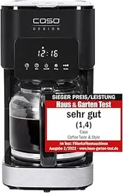 [Caso] Coffee Taste and Style Coffee Machine with Permanent Filter, 1.5 L, Optimal Brewing Temperature 92-96 °C, Drip Stop, Optimised Brewing Head, Stainless Steel, 12 Cups