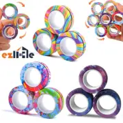3x Magnetic Ring Fidget Toys Cube Sensory Finger Spinner Anxiety Stress Relief