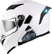 Bluetooth Modular Motorcycle Helmet DOT Approved Flip Up Front Helmets Dual Anti-Fog Visors Full Face Helmet Built-in Speaker for Adults Men Women Crash Helmet