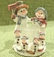 Home Interiors Snowman Family Votive Candle Holder 5” Snowballs for Sale LikeNew