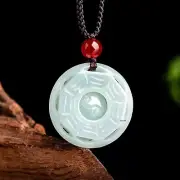 Natural Grade A Jade Jadeite Men Women Bless Lucky Tai Chi Bagua Round Pendant
