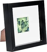 Nicola Spring 6 x 6 3D Shadow Box Photo Frame - Craft Display Picture Frame with 2 x 2 Mount - Glass Aperture - Black/White