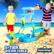Kids Sandpit Pretend Play Outdoor Waterfall Pool Beach Toys Sand Pit Water Table