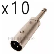10 Pack - 3pin XLR Male to 1/4" Mono Male Plug Cable DJ Mic Microphone Adapter
