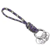 4" Paracord Keychain with Flat KeyRings Braided Lanyard Wrist Strap Camo Purple